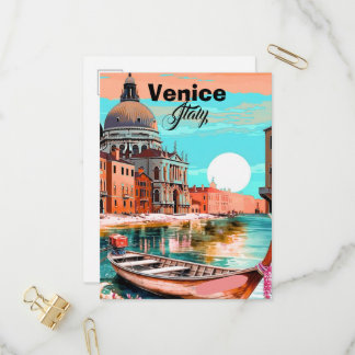 Venice Travel Postcard Art, Venice Postcard, Venic Inbjudan Vykort