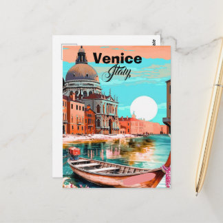 Venice Travel Postcard Art, Venice Postcard, Venic Vykort