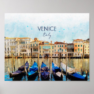 VENICE VENEZIA vattencolor - Italien Travel souven Poster