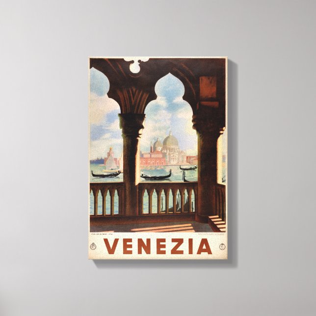 Venice Venezia Vintage resor Poster återställd Canvastryck (Framsida)