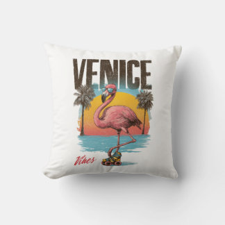 Venice Vibes Flamingo Retro Beach California Tropi Kudde
