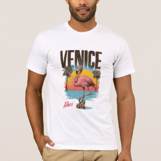 Venice Vibes Flamingo Retro Beach California Tropi T Shirt