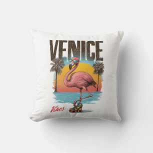 Venice Vibes Flamingo Retro Strand Kalifornien Tro Kudde
