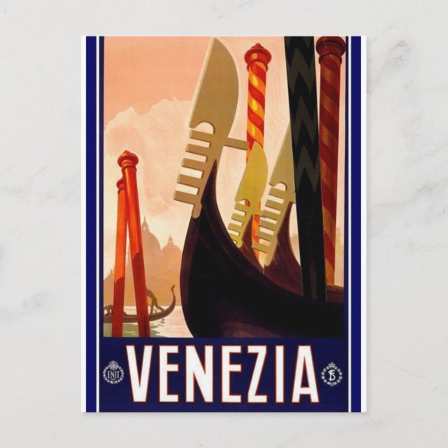 Venice Vintage Italiensk Poster vykort (Framsida)
