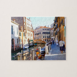 Venice walkway by Italy flod canal, Italien Pussel