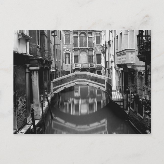 Venice Waterway Black and White Vykort (Framsida)