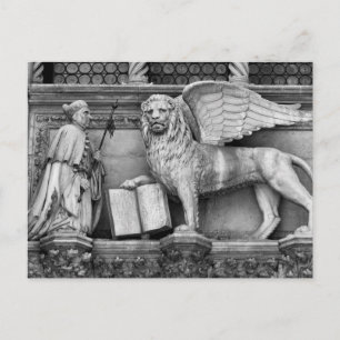 VENICE WINGED LEJON B/W VYKORT