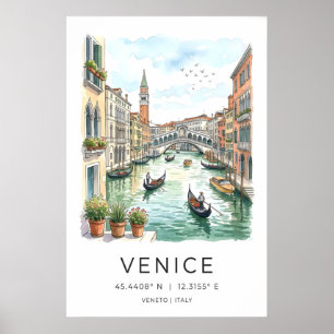 Venicekanal Vägkonst - Gondoler av Stenbro Poster