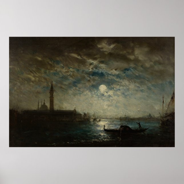 Venise et le Campanile au Clair de Lune Poster (Framsidan)