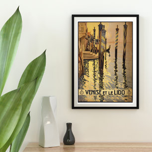 Venise och Le Lido Vintage affisch