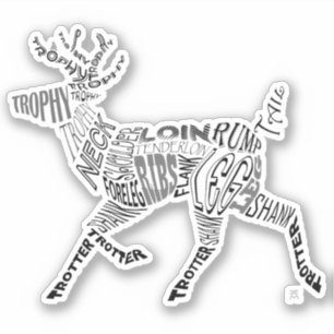 Venison Hjort Calligram Typography Ord Cloud Klistermärken