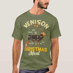 Venison Kött-diagram Jul Kött Hjort T Shirt