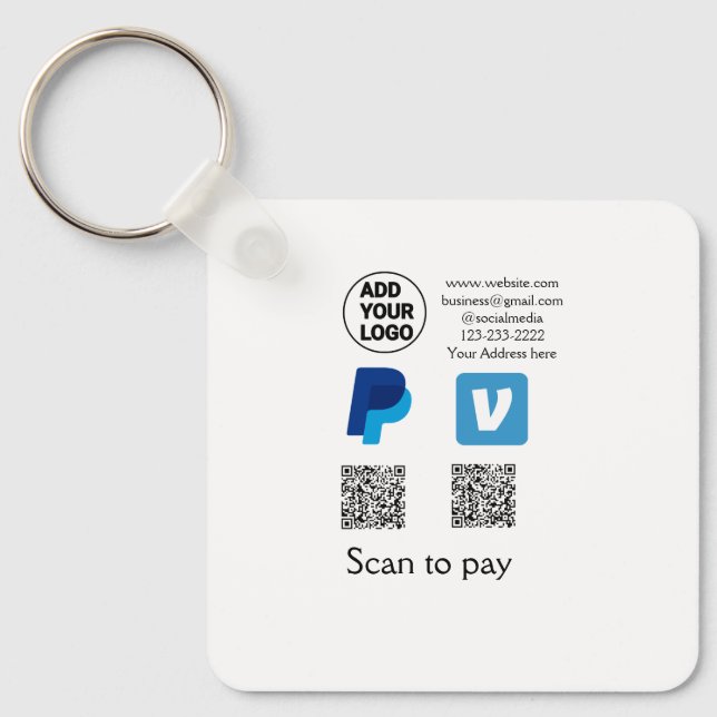 Venmo-betalarskanning för att betala lägga till q  nyckelring (Framsida)