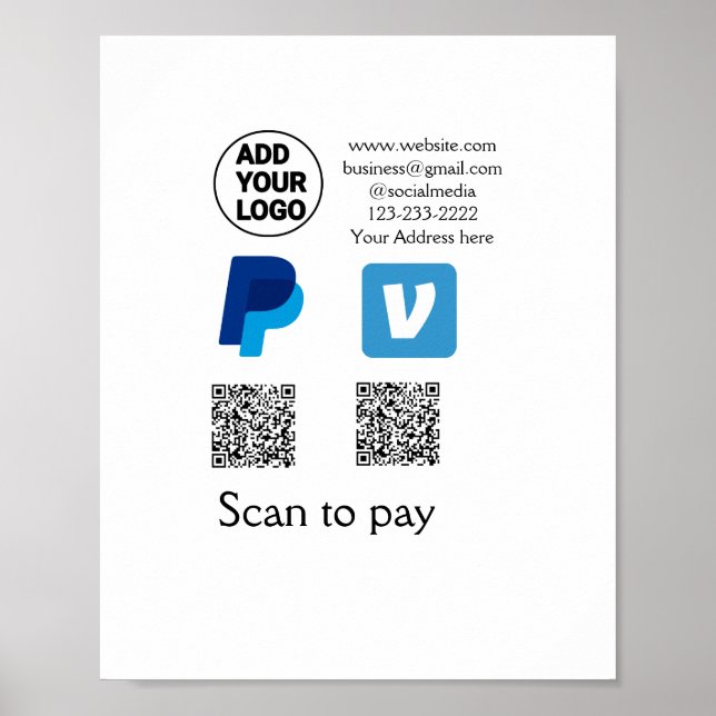 Venmo-betalarskanning för att betala lägga till q  poster (Framsidan)
