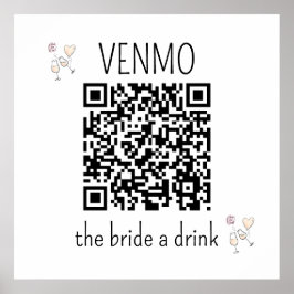 VENMO bruden en drink QR-kod möhippa Poster
