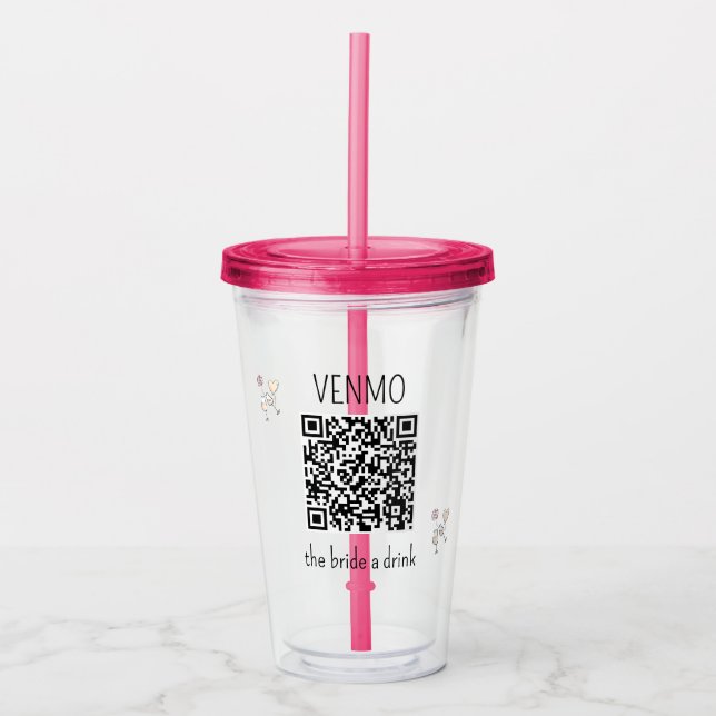 VENMO Bruden en Drink QR-kod Möhippa Take Away Mugg (Framsida)