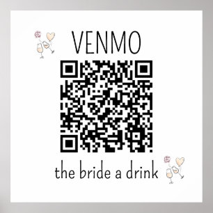 VENMO Bruden en Drink QR-kod Senterparty Poster