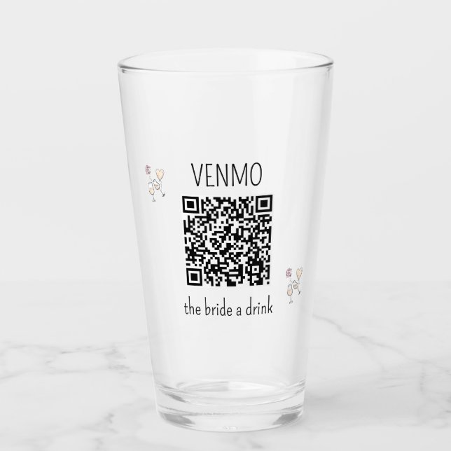 VENMO Bruden en Drink QR-kod Seterparty Glaskopp (Framsida)