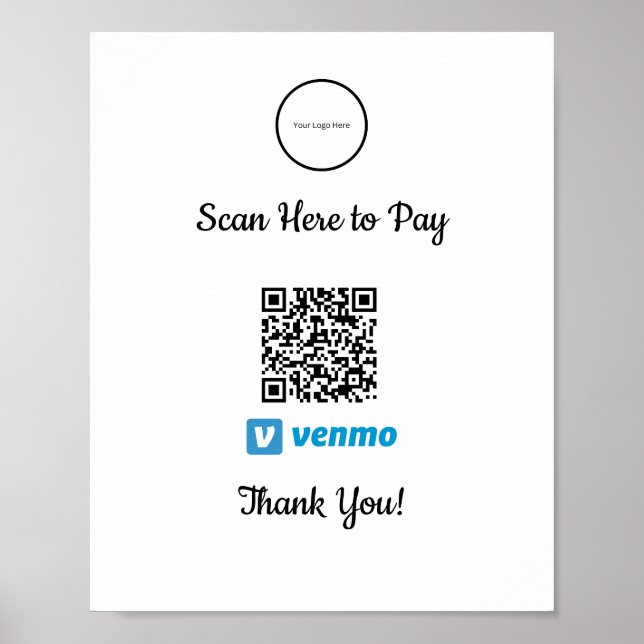 Venmo Mobile-betalning | Skanna för att Betala Pos Poster (Framsidan)