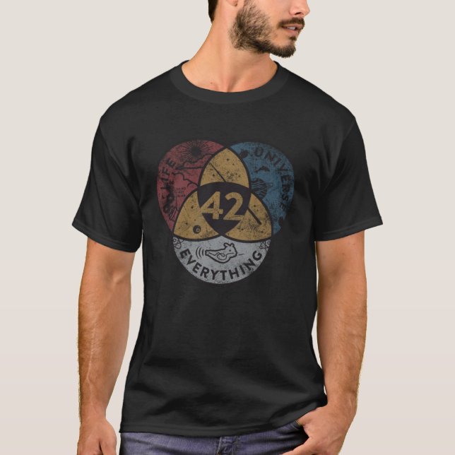 Venn Diagram 42 Life The Universe And Everything 8 T Shirt (Framsida)