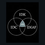 Venn Diagram Idgaf Funny Meme Science Scifi ID Poster<br><div class="desc">Venn Diagram Idgaf Funny Meme Science Scifi Idc Idk Graph</div>