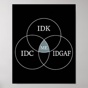 Venn Diagram Idgaf Funny Meme Science Scifi ID Poster