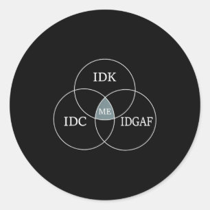 Venn Diagram Idgaf Funny Meme Science Scifi ID Runt Klistermärke