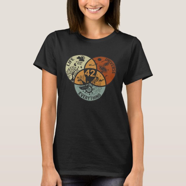 Venn Diagram Life The Universe And Everything 42 L T Shirt (Framsida)