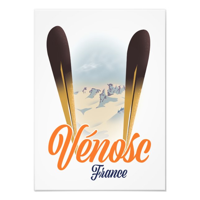 Vénosc, Frankrike skidaffisch Fototryck (Framsidan)