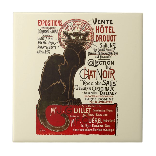 Vente Hôtel Drouot, Théophile-Alexandre Steinlen Kakelplatta (Framsidan)