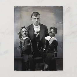 Ventriloquist-dockkort för gammalt köldkort vykort