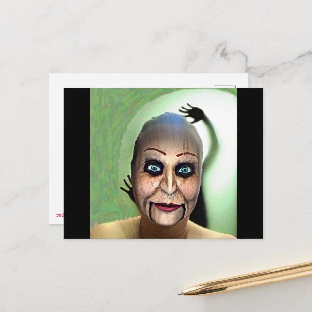 Ventriloquist Dummy Självporträtt Vykort (Fram/Back In Situ)