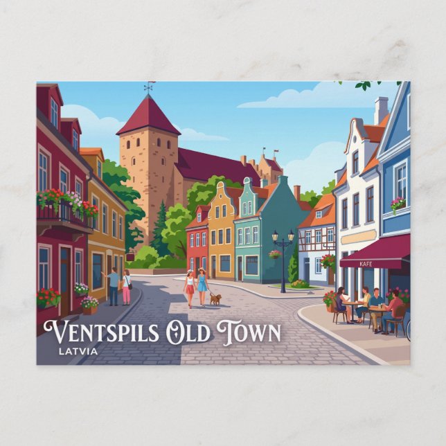 Ventspils gamla stad Lettland Vykort (Framsida)