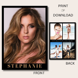 Ventura 5 Modell Comp Card | Namn och Statistik Inbjudningar