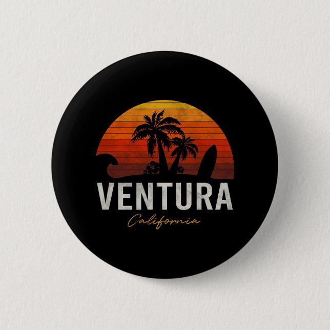 Ventura Beach California Handflatan Vacation Surfa Knapp (Framsida)