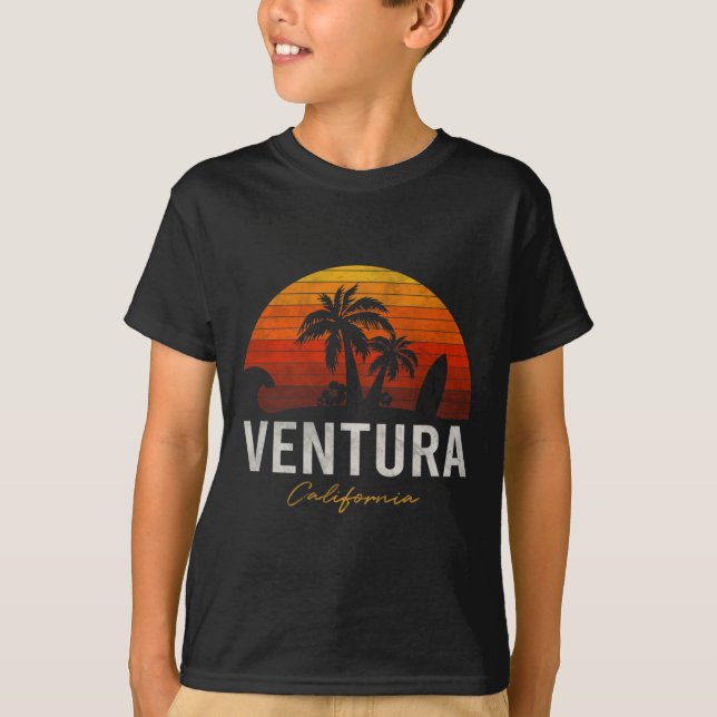 Ventura Beach California Handflatan Vacation Surfa T Shirt (Framsida)