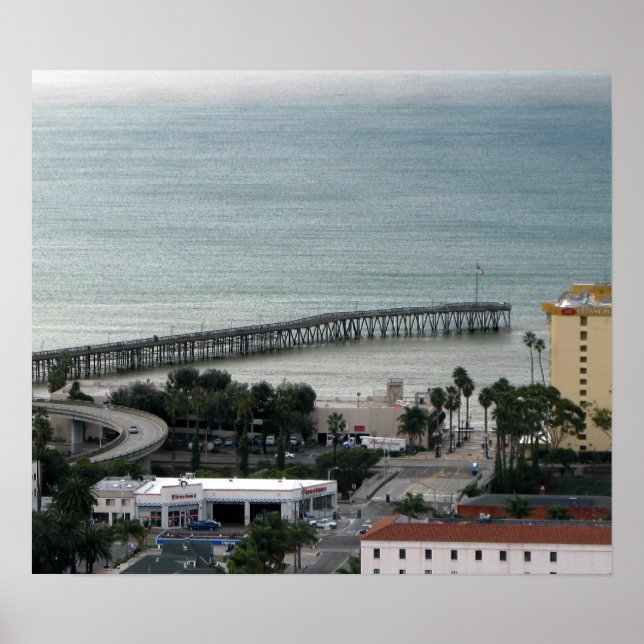 Ventura CA - C Street och Pier Poster (Framsidan)