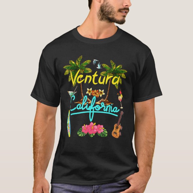 Ventura California Beach Summer Handflatan Surfa S T Shirt (Framsida)