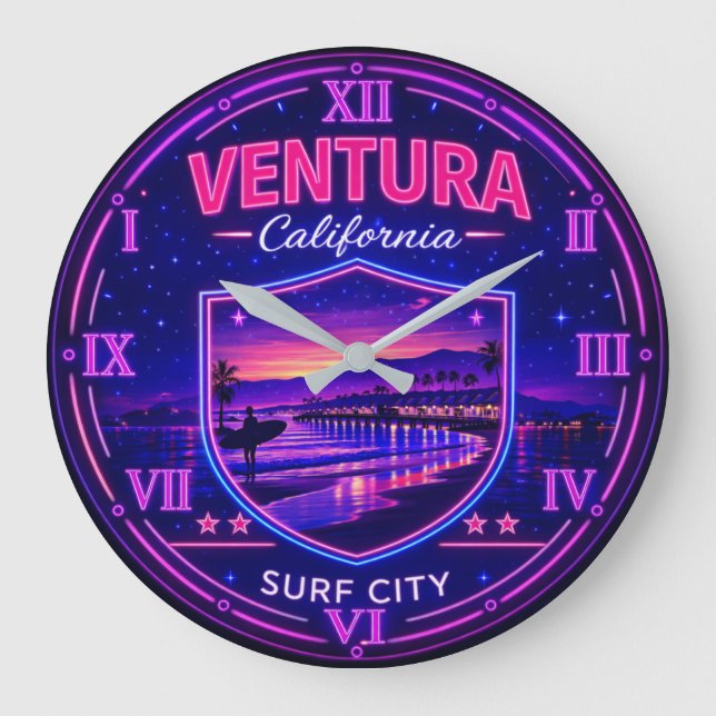 Ventura California Surf City Stor Klocka (Framsida)