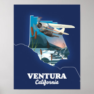 Ventura Kalifornien-resan karta Poster