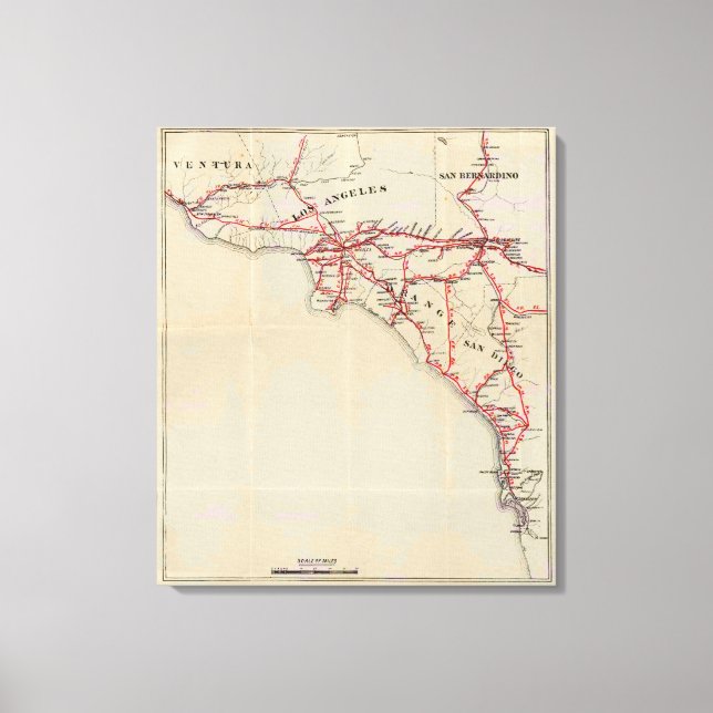 Ventura, Los Angeles, San Bernardino, Orange Canvastryck (Framsida)