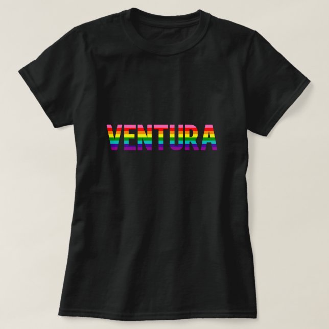 Ventura Pride T Shirt W. | Regnbåge Flagga (Design framsida)