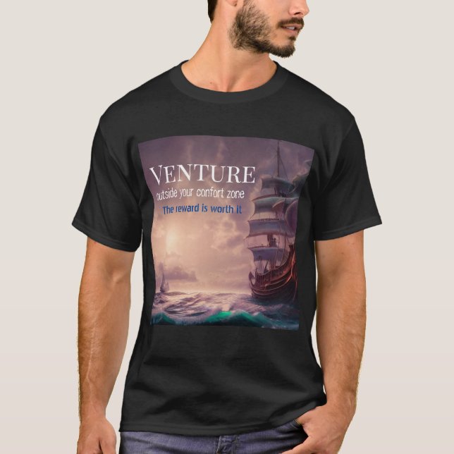 Venture-citat, pirat-båt stil ,ia , t shirt (Framsida)