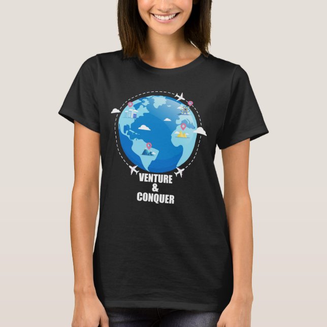 Venture och Conquer Travel i Stil: T Shirt (Framsida)