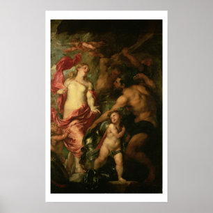 Venus bad Vulcan om armarna i Aeneas (olja) Poster