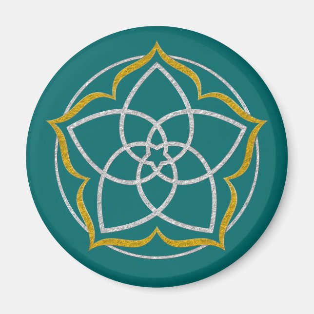 VENUS BLOMMA / Venusblomma Lotus SILVER GULD Magnet (Framsidan)