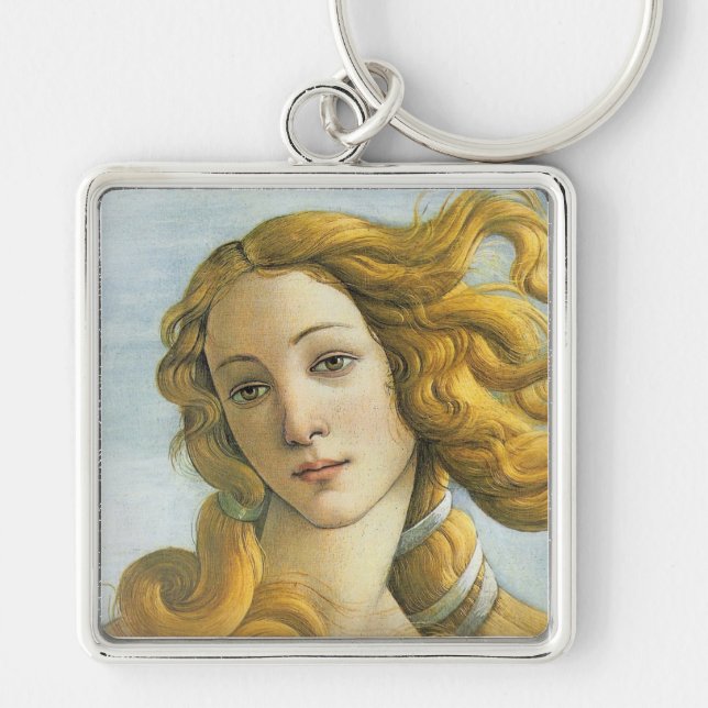Venus Botticelli Fine Art Fyrkantig Silverfärgad Nyckelring (Framsidan)