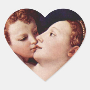 Venus Cupid Folly and Time by Bronzino hjärtStick Hjärtformat Klistermärke