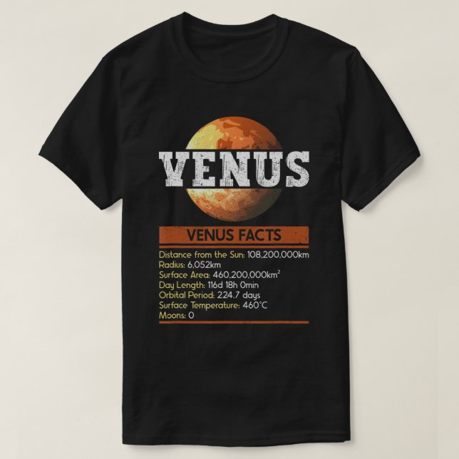 Venus Facts - Venus Planet Space Älskare T-Shirt (Design framsida)
