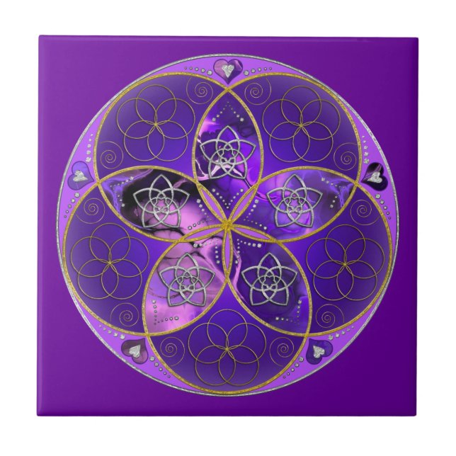 Venus Flower of Kärlek konst violet rosa Kakelplatta (Framsidan)